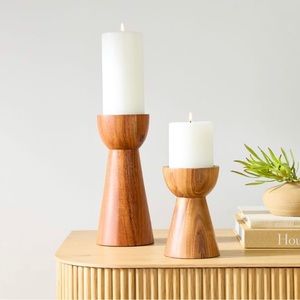 2 Solid mango wood pillar candles from West Elm.  New in box